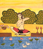 Water colour on paper sheet, Miniature - Shringar (A lady getting ready for the evening time)