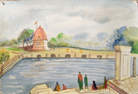 Water colour on paper sheet, Landscape - shipra river