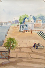 Water colour on paper sheet, Landscape - shipra river