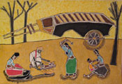 Water colour on paper sheet with texture, The Indian villagers doing their everyday work