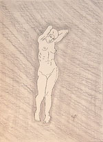 Pencil & Pen on paper sheet, A nude lady