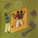 Water colour on paper sheet with texture, The Music & Dance